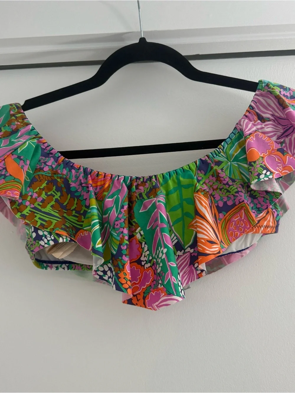 Trina Turk Tropic Escape Off the Shoulder Bikini Top Sz 6 Summer Floral